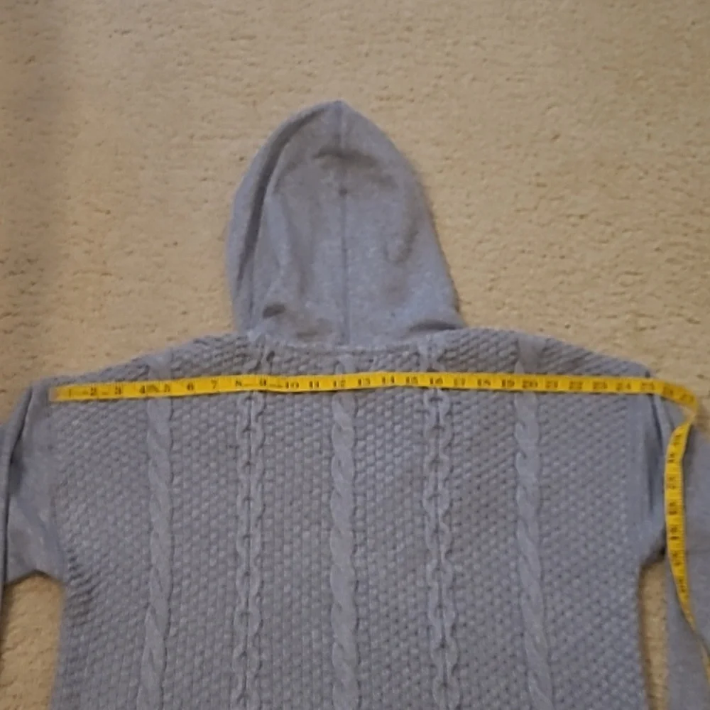 NWT Karl Lagerfeld Gray Hooded Sweater Jacket with Patches Size M - Picture 7 of 10